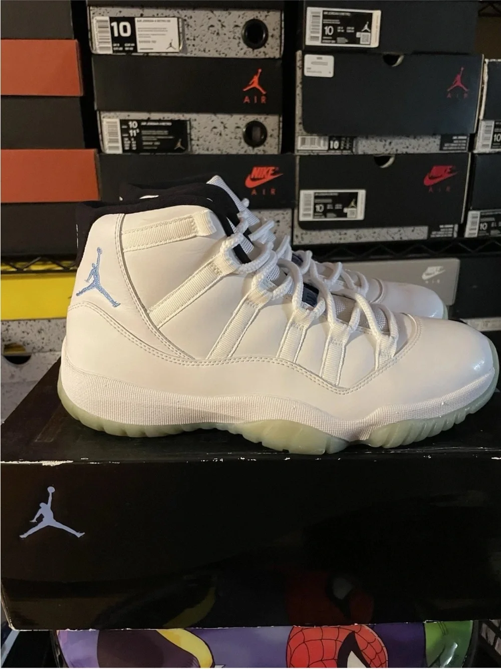 Jordan White and Light Blue High-Top Athletic Sneakers
